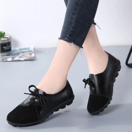 Boots 2020 Spring Women Oxford Shoes Ballerina Flats Shoes Woman Genuine Leather Shoes Moccasins Lace Up Loafers White Ladies Shoes