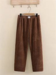 bottoms Plus Size Women's Trouser Elastic Waist Autumn And Winter Thickened With Wheat Chenille Fabric Straight Trousers Oversized Pants