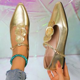 Casual Shoes Low Heel Flat For Women 2024 Belt Mary Jane Vintage Pointed Toe Slipper Ladies Flats Oxfords Female Footwear
