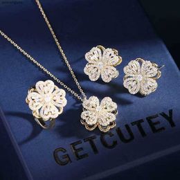 0kr3 Necklaces Designer Necklace Light Style Lucky Four Leaf Grass Jewellery Collar Chain Ring Earrings Flower Zircon Micro Set Diamond Pendant