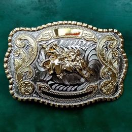 Big Size Silver Gold Rodeo Bull Cowboy Metal Belt Buckle For Men's Jeans Belt Head2212