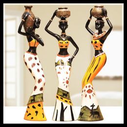 3pcsset Creative vintage Gift African Girls Resin Furnishing Crafts Dolls Ornaments Home Accessories Living Room Decoration CJ1912977546