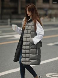 Women's Vests Down Cotton Vest Women Loose Belt Long Slim Single Breasted Hooded Waistcoat Sleeveless Top 2024 Autumn/Winter Fashion