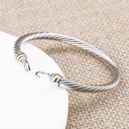 Silver Twist Cuff Bracelet Fashionable Mens Bracelet Charm Bracelet Hook Wire Womens Designer Rope Mens Jewellery Exquisite Simple Womens Jewellery Accessories