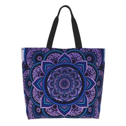 Shopping Bags Reusable Poetics Mandala Bag Women Shoulder Canvas Tote Washable Boho Grocery Shopper