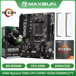 SOYO AMD B550M+Ryzen 5 5500 Motherboard Set DDR4 16GBx2 3200Mhz with Processor Kit 4.2ghZ 6 Core 12 Thread esktops PC Gamer
