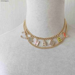 1k5q Pendant Luxury Brand Designer Pendants Channel Necklaces Double Layer Pearl Crystal 18k Gold Plated Stainless Steel Letter c Choker Necklace Chain Jewelr