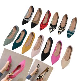 Boots 2021the New Spring Andautumn Flat Shoes Fashion Leisure Women's Flat Shoes Pointed Knitting Elastic Comfortable Boutique Shoes