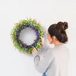 Decorative Flowers Imitation Flower Wreath Colorful Spring Artificial For Front Door Home Wall Wedding Party Farmhouse Holiday Decor