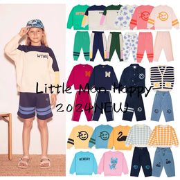 24SS Wyn Kids Sweatshirts for Boys Girls Cute Print Outwear Sweaters Baby Child Cotton Clothing Tops Sweatpants and jeans suit 240320
