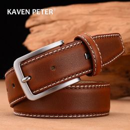 Fashion Classic Vintage Pin Buckle Leather Belt Male Belt Men Cow Genuine Leather Luxury Strap Male Belts For Men 240311