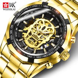 Switzerland weskey Domineering Waterproof Mechanical Skull Head Watch Men's