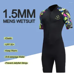 Women's Swimwear 2024 1.5MM Neoprene Short Sleeve Swimsuit Men Sunscreen Snorkelling Surf Suit Warm Water Sports Swimming Wetsuit