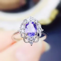 Cluster Rings Natural Real Blue Tanzanite Ring Per Jewelry Traditional Style 5 7mm 0.9ct Gemstone 925 Sterling Silver Fine J238243