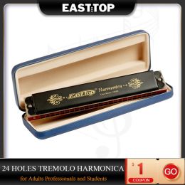 Instruments EASTTOP T2406K 24 Holes Tremolo Harmonica Key of C Tremolo Mouth Organ Harmonica for Adults Students Professionals