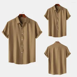 Men's Casual Shirts Short Sleeve Summer Shirt Stylish Lapel Collar With Seamless Design Stretchy Fabric Breathable For Men
