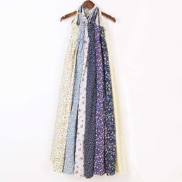 Summer New Womens Beach Style Cotton Fragmented Flower Dress Loose Large Open Back Long Holiday Sling