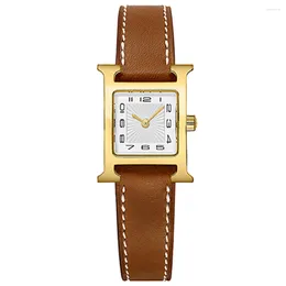 Relógios de pulso luxo orinigal relógio de quartzo mulheres casual cinto de couro relógios simples senhoras hora dial relógio vestido