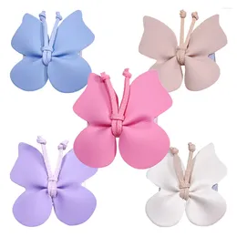 Hair Accessories Girl's Clip Cute Girl Not Harm Solid Colour Leather Butterfly Safe Clips