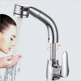 Bathroom Sink Faucets Pull Basin Faucet Copper Main Body Two Colours Multifunctional Wash Adjustable Retractable