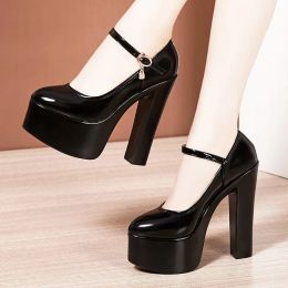 Pumps 15cm Small Size 3243 Sexy Extreme Block High Heels Shoes for Dress Model Party Wedding 2023 Shallow Thick Bottom Platform Pumps