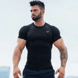 Muscle Clothes Short Sleeve T-speed Dry Running Training Elastic Fast Tights Mens Sports T-shirt Summer