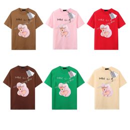 B family's High version Cartoon Deer jersey blanaciaga front and back letter Embroidered and printed styles unsex loose short sleeved Pure cotton Couple T-shirt