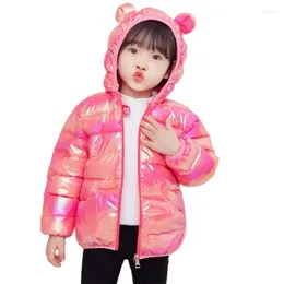 Jackets Autumn Winter Children's Boys Down Cotton Jacket Padded Outerwear With Bright Surface Girls Parka Hooded Casual Coats 2024