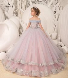 2023 Tulle Ball Gown Toddler Flower Girl Dresses Layered Ruffles Piping Purple Little Glitz Girls Pageant Dress BC14832 GJ03157874470