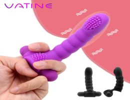 VATINE 10 Powerful Vibration Vaginal Massager Finger Sleeve Vibrator Female Masturbator sexy Toys For Women Clitoris Stimulator1785059