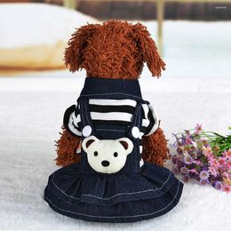 Dog Apparel Small Pet Cat Puppy Denim Strap Bear Dress (S)