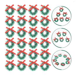 Decorative Flowers 24 Pcs Christmas Wreath Adornment Hanging Garland Rings Toy Room Simulation Mini Sisal Silk Ornament Holder