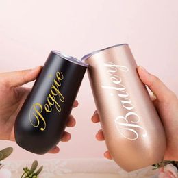 Party Supplies 6oz Personalized Champagne Flute Custom Bridesmaid Tumbler Stainless Steel Bridal Proposal Gift