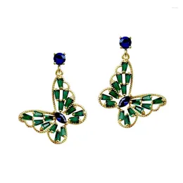 Dangle Earrings Fashion Korean Style Needle Butterfly Light Luxury Zircon Green Party Vacation Jewelry Accessories