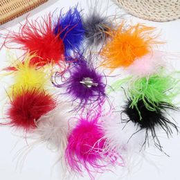 Brooches Fashion Ostrich Feather Brooch Men Women Lapel Pins Scarf Clip Dresses Gift Jewelry Accessories