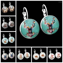 Stud Earrings Beautiful Elk Deer Glass Earring Fashion Cartoon Sika French Hook Flower Horned For Women