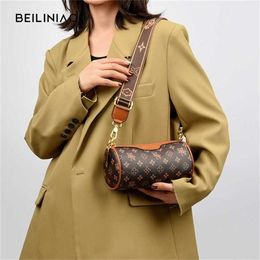 new small cylinder womens wide belt single shoulder messenger soft leather pillow versatile Handbag sale 60% Off Store Online