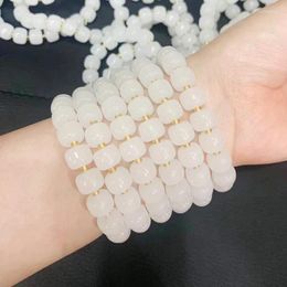 Strand Chinese Style Imitation Jade Crystal Beaded Bracelet Lucky Wealth Handmade Elastic Money Amulet For Women Men