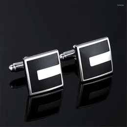 Bow Ties Men Square Cufflinks Alloy Black Enamel Tuxedo Shirt Studs Cuff Links Buttons Jewelry Accessories For Business Wedding DXAA