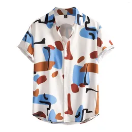 Men's Casual Shirts Printed Men Fashion Top Blouse Spring Summer Short Sleeve Blouses Turndown Neck For Man Camisas De Hombre