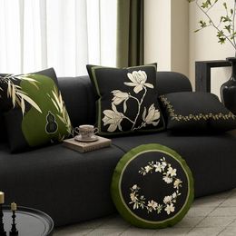Pillow Chinese Style Green Pillowcase Sofa Living Room Luxurious Classical Embroidered Cover Retro