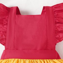 Girl Dresses Toddler Girls Summer A-line Dress Flying Sleeve Pleated Hem Contrast Color