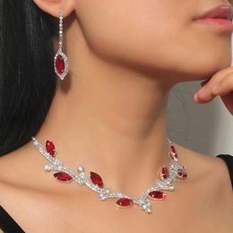 Necklace Earrings Set Fashion Luxury Shiny Colourful Crystal Irregular Bridal Earring Women's Rhinestone Wedding Jewellery