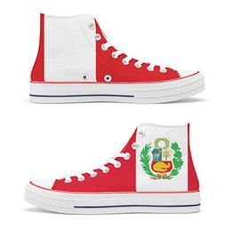 HBP Non-Brand Dropshipping Peru National Flag Lace-up Custom High top Rubber Custom Casual Canvas Sneakers Shoes