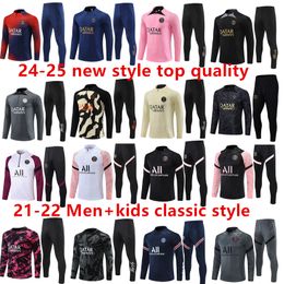 PSGES 21 22 Clássico Treino Masculino Terno de Treinamento de Futebol Tuta Maillot Jersey Jaqueta Kit Paris 23 24 Mbappe Homens e Criança Futebol Treino Jogging Survetement Chandal