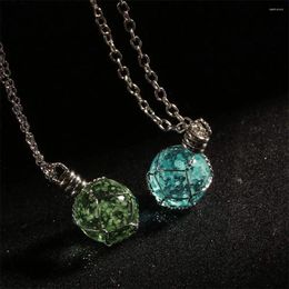 Pendant Necklaces Fancy Fashion Green&Blue Glow In The Dark Chic Magic Creative Crystal Jewellery Ball Necklace Luminous