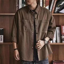 Men's Casual Shirts Jacket-style Men Shirt Cargo With Turn-down Collar Single-breasted Design Plus Size Pockets Soft For Everyday