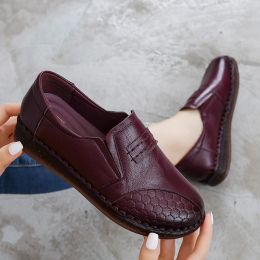 Boots Comemore 2021 Fashion Women Shoes Elderly Leather Loafers Women Casual Mother Soft Comfortable Flat Shoe Women Flats Moccasins