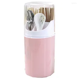 Kitchen Storage Wall Mounted Chopsticks Cage No Hole Tableware Rack Portable Plastic Tube