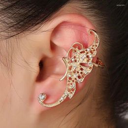 Backs Earrings Vintage Rhinestone Crystal Butterfly Cuff Earring For Women Animal Metal Ear Clip Fashion Jewelry